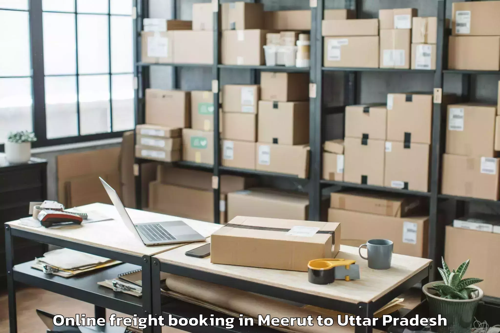 Top Meerut to Muhammadabad Gohna Online Freight Booking Available